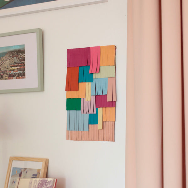 alexbender- Hanggemachter Wandteppich Upcycling Einzelstück aus Lederresten Bunt - in Berlin kaufen